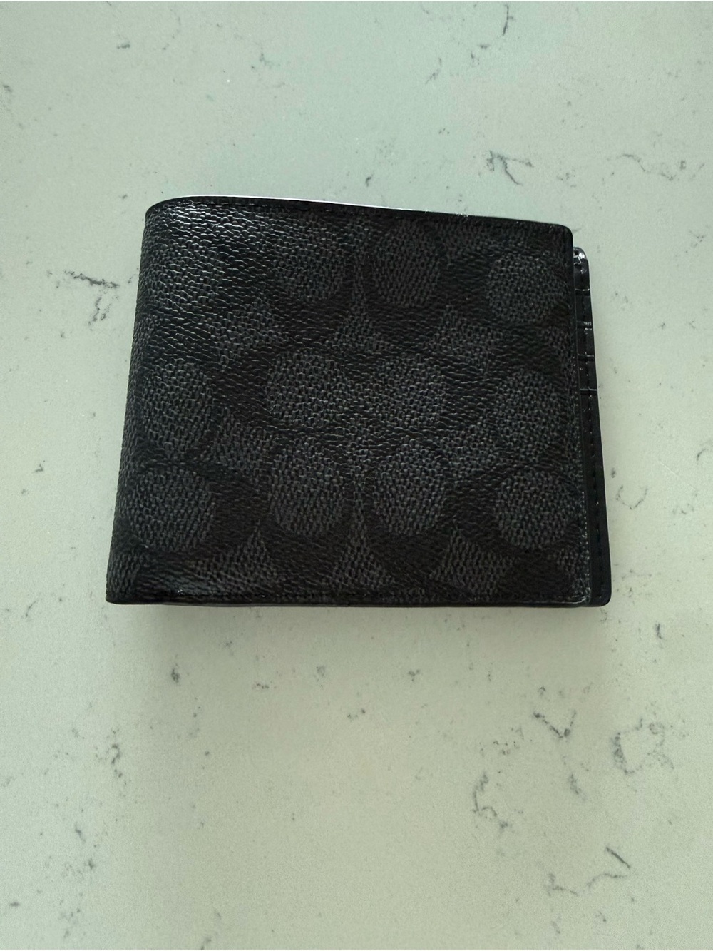 Coach Black Signature Textured Bifold Wallet